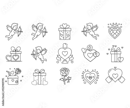 Line Art Cherubs with Bows and Arrows Collection