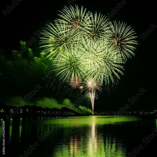 Stunning Green Fireworks Ov...