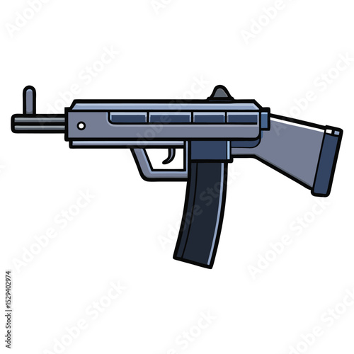 gun silhouette, Vector silhouette of automatic assault rifle isolated on white background