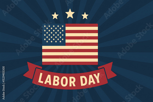 Celebrate labor day with american flag vector background