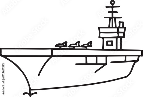 Military Aircraft Carrier Line Art Vector – Premium Design Elements for Your Projects