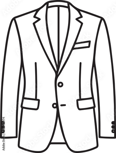 Men's Blazer Suit Black Line Art Vector Art