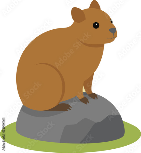 Wild Hyrax Resting on Rocky Terrain.