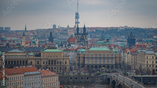 Gloomy autumn weather in gothic Prague