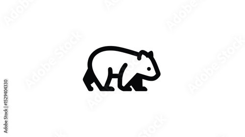 Vector silhouette Wombat Icon: Minimalist Line Art Animal Vector Graphic