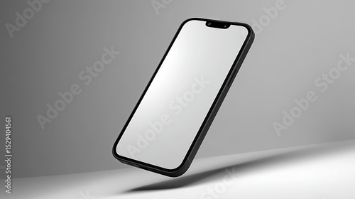 Modern Smartphone with Blank Screen Floating in Minimalist Gray Background