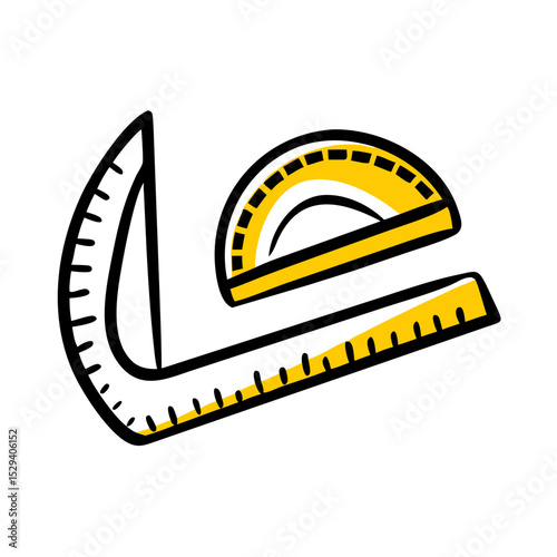 Back to School Math Tools Icon: Ruler, Protractor, Geometry Supplies for Education & Learning. Perfect for Students, Teachers & Classroom Graphics.