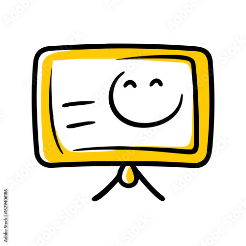 Back-to-School Vector Icon: Cheerful Smiling Laptop with Arms, Symbolizing Education and Learning