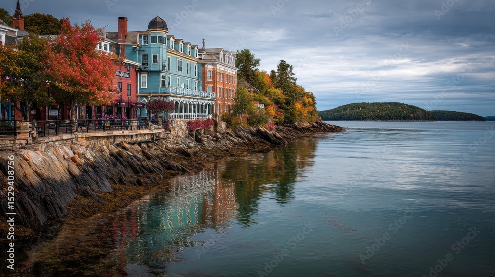 Fototapeta premium Charming Coastal Town in Autumn