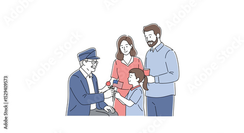 Independence Day 2025 Celebration with Veterans – Emotional Tribute and Honor Moment Illustration