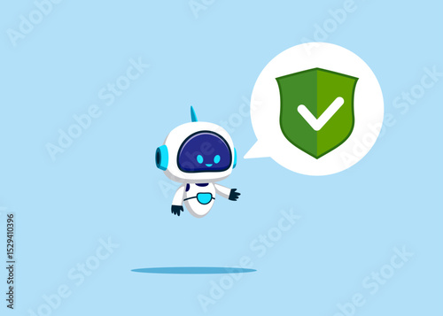 The robot offers and speaking about insurance coverage. Flat vector illustration
