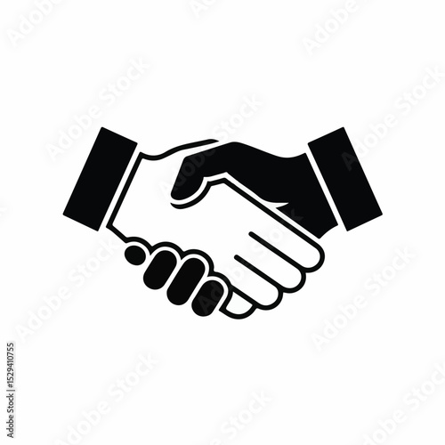 Handshake Icon - Solid Black Business Agreement and Partnership Symbol
