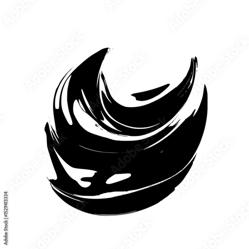 Black icon featuring a stylized swirl design creating a dynamic and modern visual representation