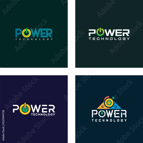 Clean and modern power technology logo designs representing innovation and energy solutions with diverse styles