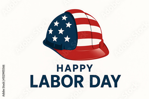 Happy labor day patriotic construction worker safety helmet