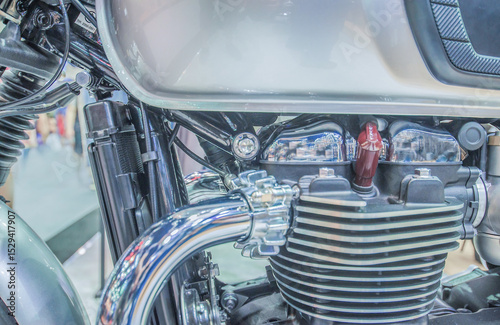 Blurred images ,The engine parts, motorcycles, beautiful cars and technology, th