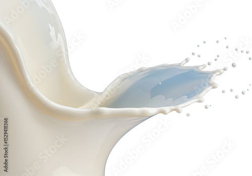Splash of milk from a porcelain container, creating dynamic motion against a plain background