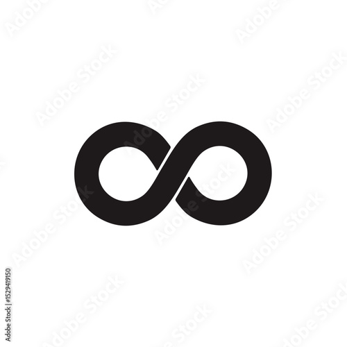 Infinity symbol in black and white, the concept of endless possibilities