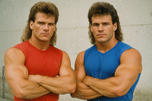 Mullets and Muscles. Retro 80s guys that might have been called Meatheads.