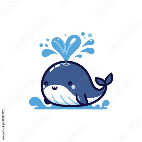 Cute cartoon whale splashing water joyfully