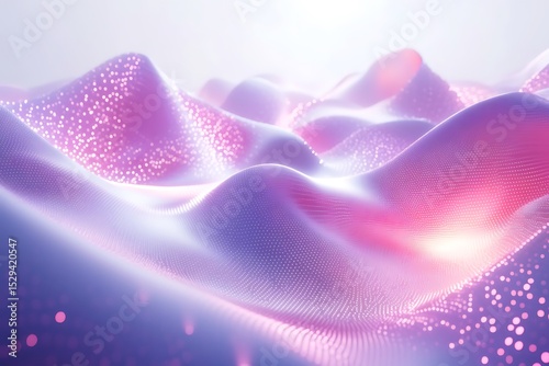 Scattered glowing particles creating a radiant digital space cloud.