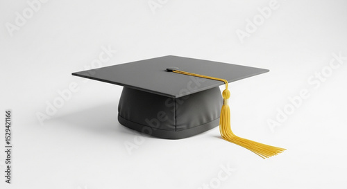 graduation cap and diploma on white