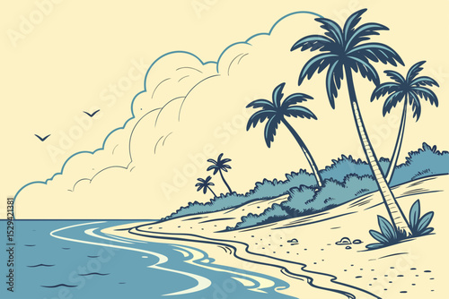 Vector Illustration of Sea Beach