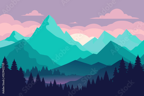 Serene mountain landscape at sunrise
