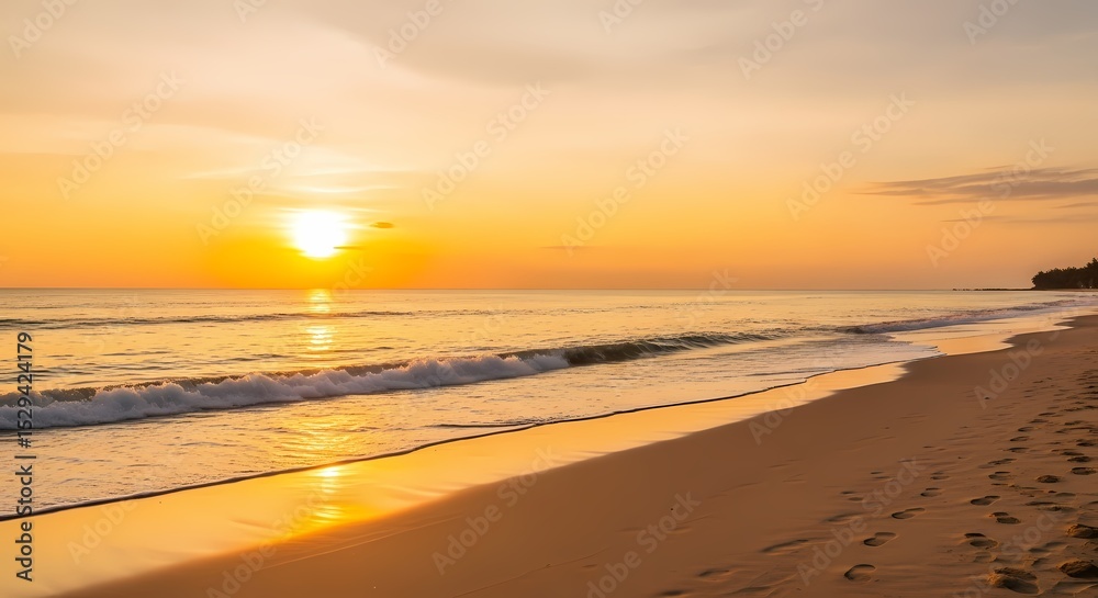 Fototapeta premium Golden Hour Serenity: Coastal Calm and Peaceful Escape