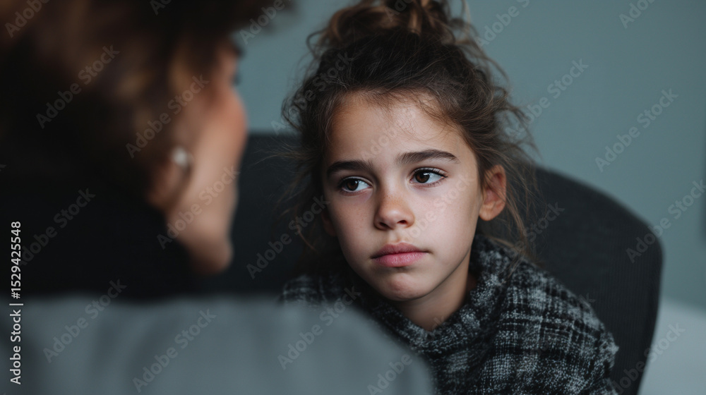 Portrait of a daughter talking with mother. Portrait of a daughter talking with mother.