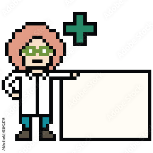 Cute pixel cartoon 8 bit character woman doctor scientist game care decoration pharmacist female doctor uniform lady in hospital 8 bit woman pixel art game 8bit png vector.