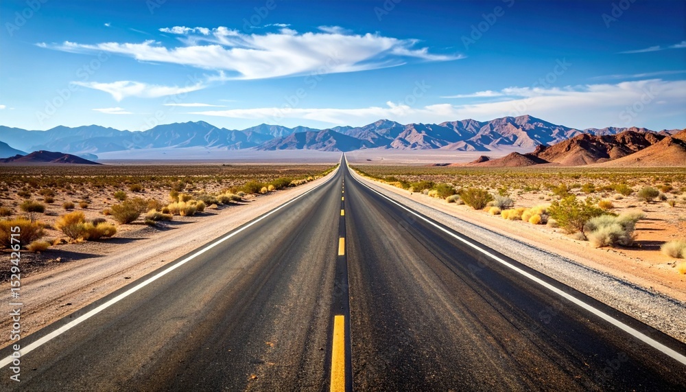 Naklejka premium Endless Desert Highway A Journey Through the Vastness of the American West