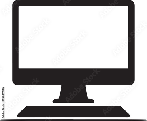 Isolated computer monitor with a blank flat screen for desktop technology on a white background