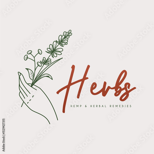 Herbal and natural medicine logo design concept. Medicinal plant logo design template