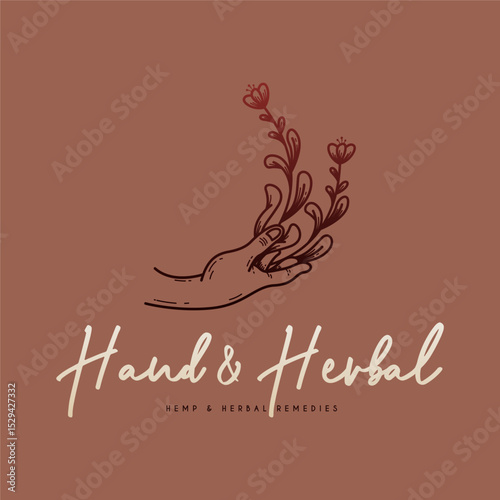 Herbal and natural medicine logo design concept. Medicinal plant logo design template