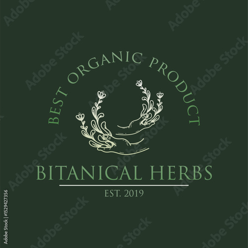 Herbal and natural medicine logo design concept. Medicinal plant logo design template