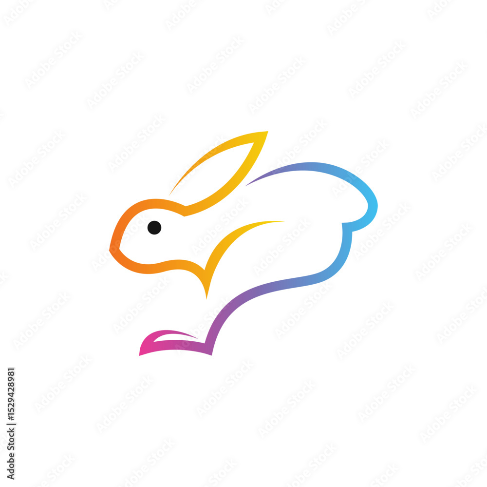 Obraz premium Colorful rabbit logo design template