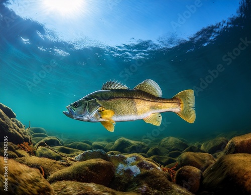 smallmouth bass underwater in the st lawrence river