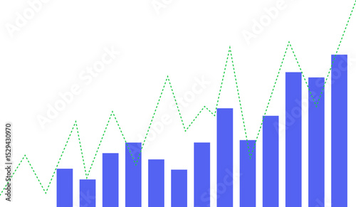 Stock market illustration on isolated background, flat vector illustration