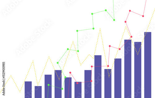 Stock market illustration on isolated background, flat vector illustration