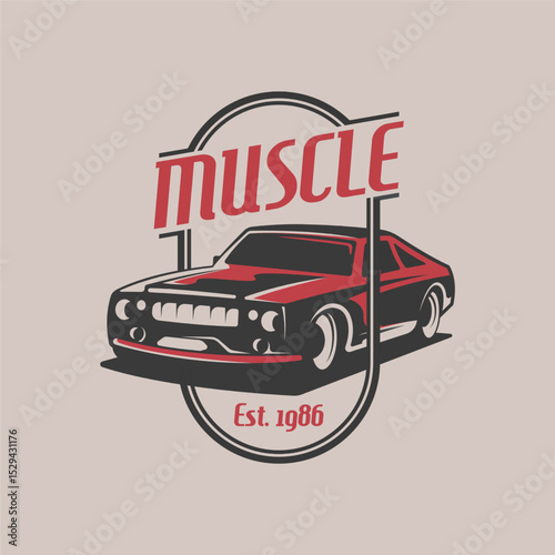 Retro american muscle car logo design template