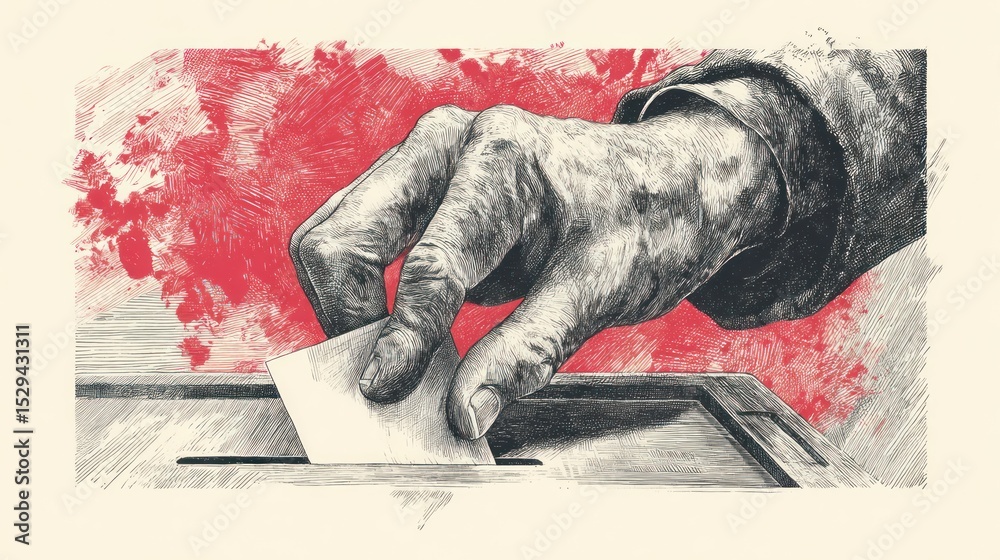 Fototapeta premium The Power of a Vote: A Hand Casting a Ballot