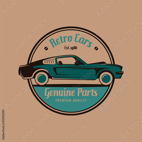 Retro american muscle car logo design template