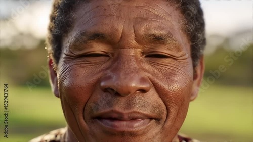 Proud Aboriginal Australian Man with Rich Dark Skin & Intense Gaze - Golden Daylight Portrait + Indigenous Concept