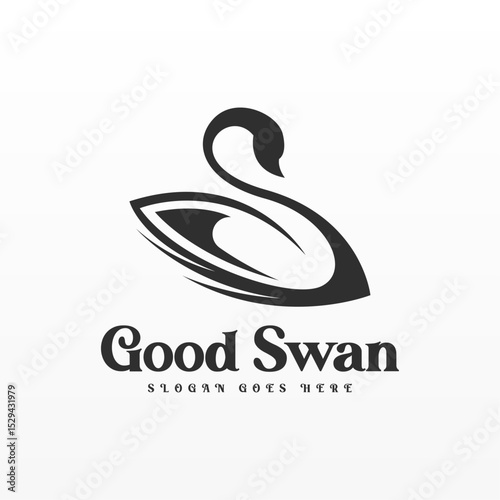 Swan logo design template. Swan logo concept