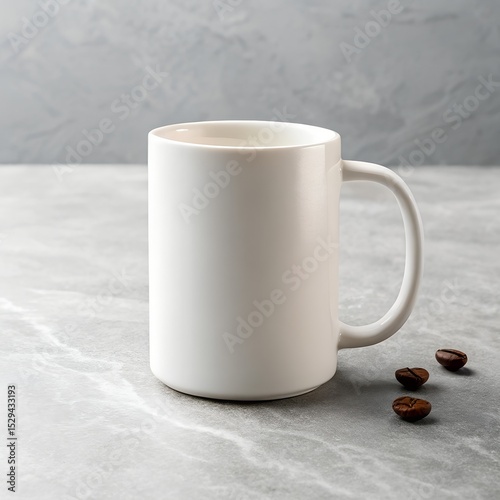 High-Quality Render of White Coffee Mug – Isolated Realistic Drinkware Mockup