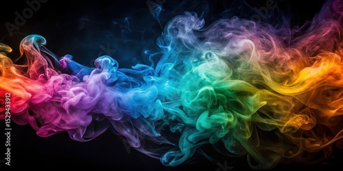 Vibrant smoke swirls on a dark canvas, creating an ethereal atmosphere, foggy, eerie,  foggy, eerie