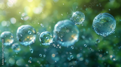 Wallpaper Mural A mesmerizing display of floating water bubbles glistening in sunlight, showcasing nature's beauty and the delicate balance within our environment and ecosystem. Torontodigital.ca