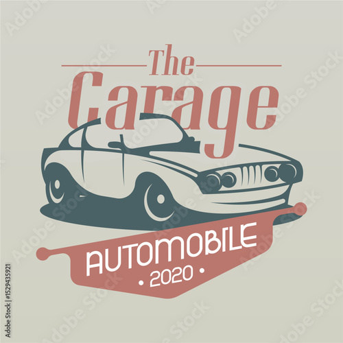 Retro american muscle car logo design template