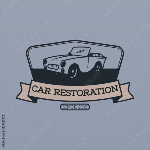 Retro american muscle car logo design template